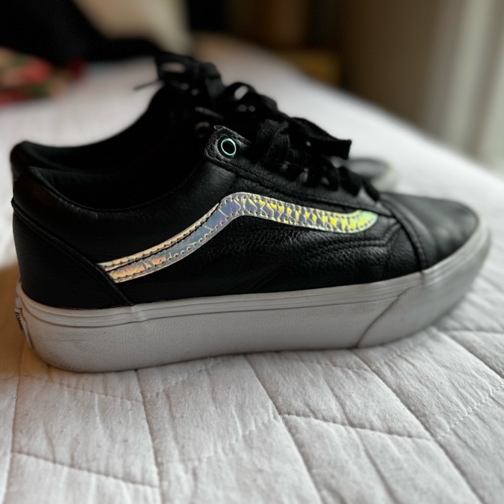 Black Vans with Iridescent Stripe